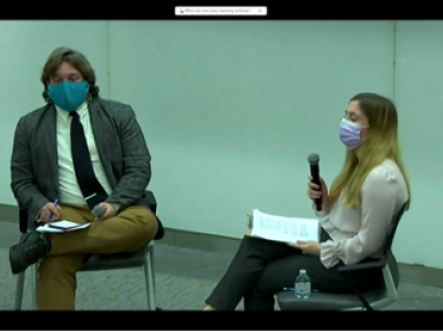 Student moderating discussion 